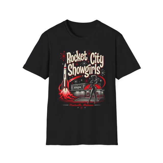 Rocket City Showgirls T-Shirt — Retro Space Pinup Tee