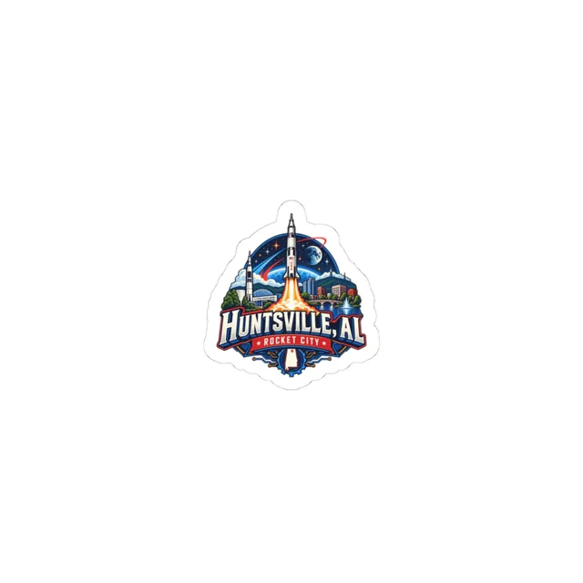 Huntsville AL Rocket City Kiss-Cut Sticker — Space &amp; Skyline Vinyl Decal