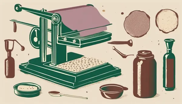 A small hand printing press beside a tray of type, standing for a site built by hand and hosted at home.