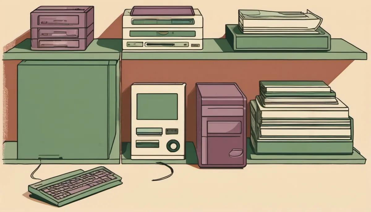 Small computers and drives arranged on a shelf, standing for the actual hardware behind the guides.