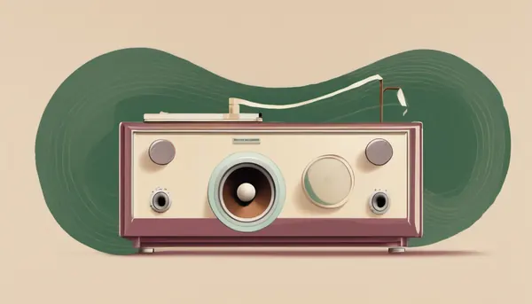 A ribbon of sound flowing from a small speaker, standing for free original music made at home.