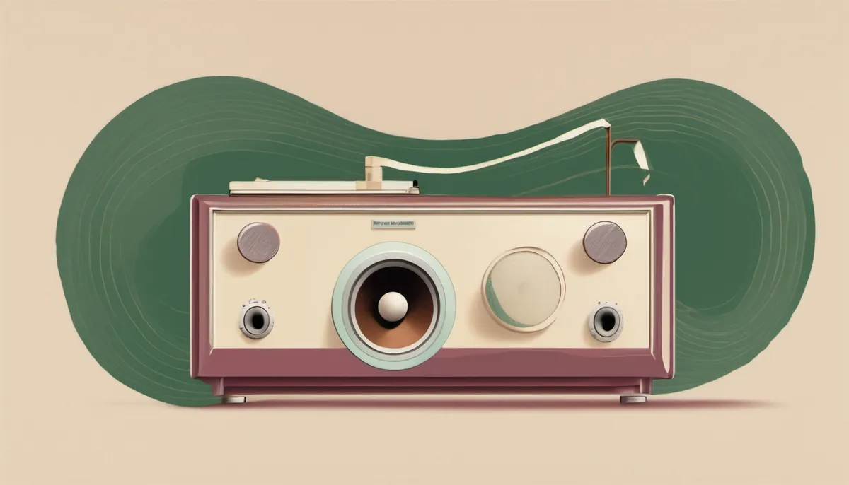 A ribbon of sound flowing from a small speaker, standing for free original music made at home.