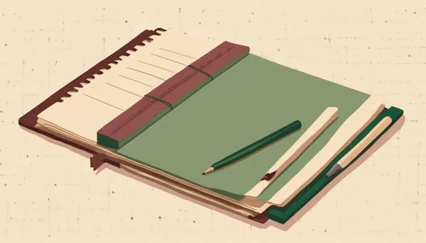 An open notebook with a pencil and a ruler resting on it, standing for lessons written down after the fact.