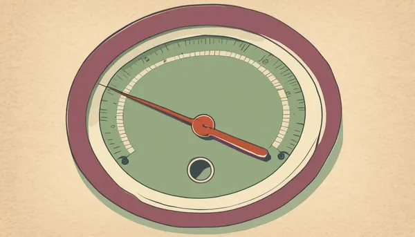 A round gauge with its needle resting at the low end, standing for a broken instrument rather than a broken machine.