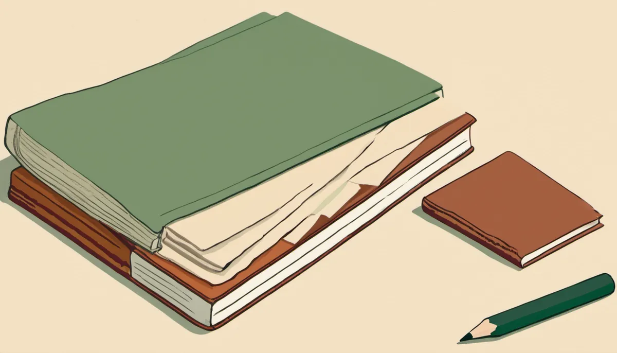 A stack of notebooks with one lying open beside a pencil, standing for the collected written up guides.